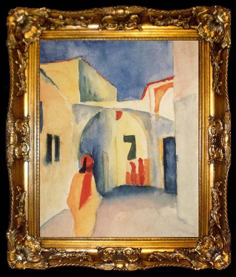 framed  August Macke Bilck in eine Gasse in Tunis, ta009-2